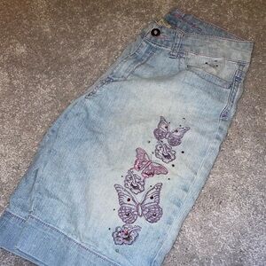 Y2K Vintage Trendy Embroidered Butterfly Denim Shorts | Arizona Jeans